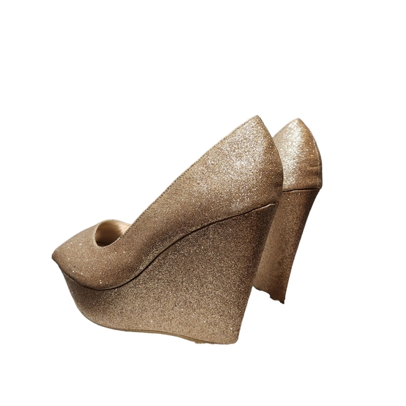 DEB platform wedge sparkly gold size 10 - Picture 11 of 13